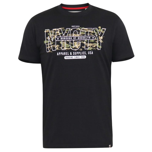 D555 Edwalton Nycty Camo Print T-Shirt Washed Black